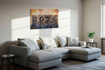 Echoes of Tomorrow typography canvas print, displayed in a living room