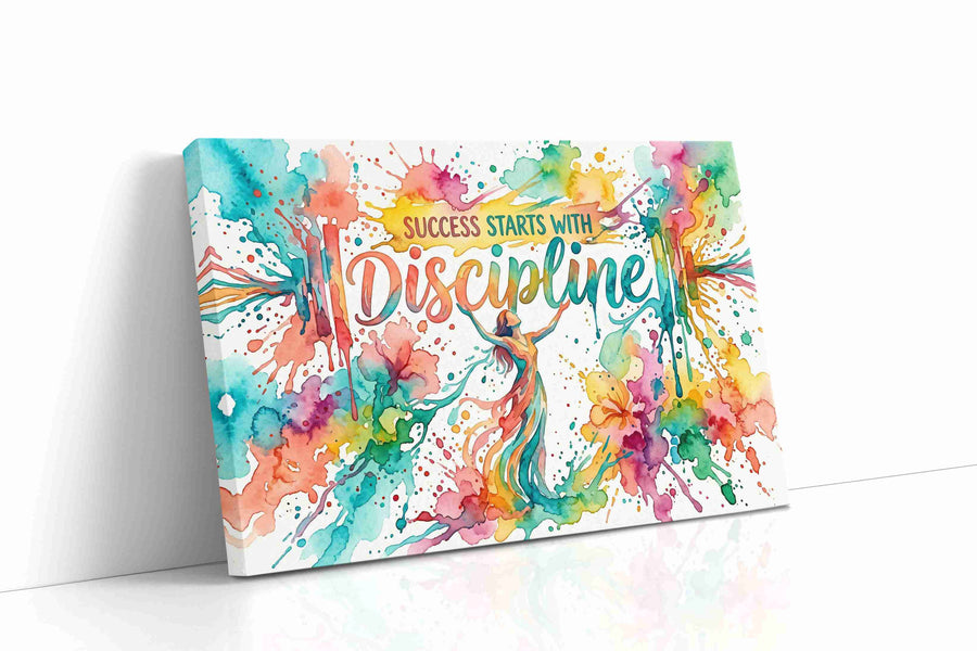 Colorful Manifestation of Discipline motivational canvas print, gallery-wrapped, ready to hang