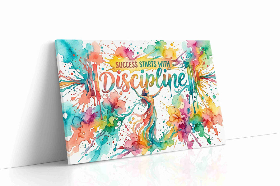 Colorful Manifestation of Discipline motivational canvas print gallery-wrapped canvas studio shot