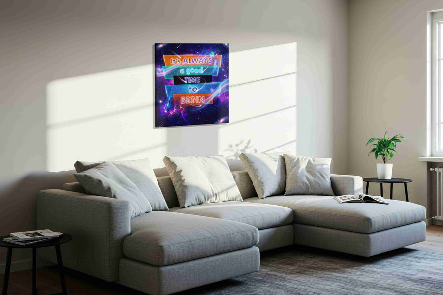Cosmic Motivation motivational canvas print, displayed in a living room