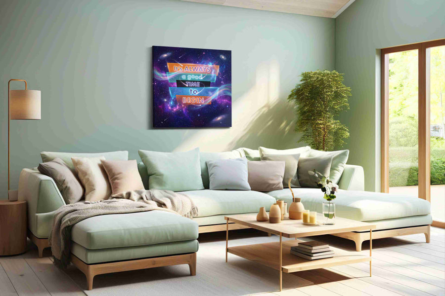 Cosmic Motivation motivational canvas print, hanging on wall