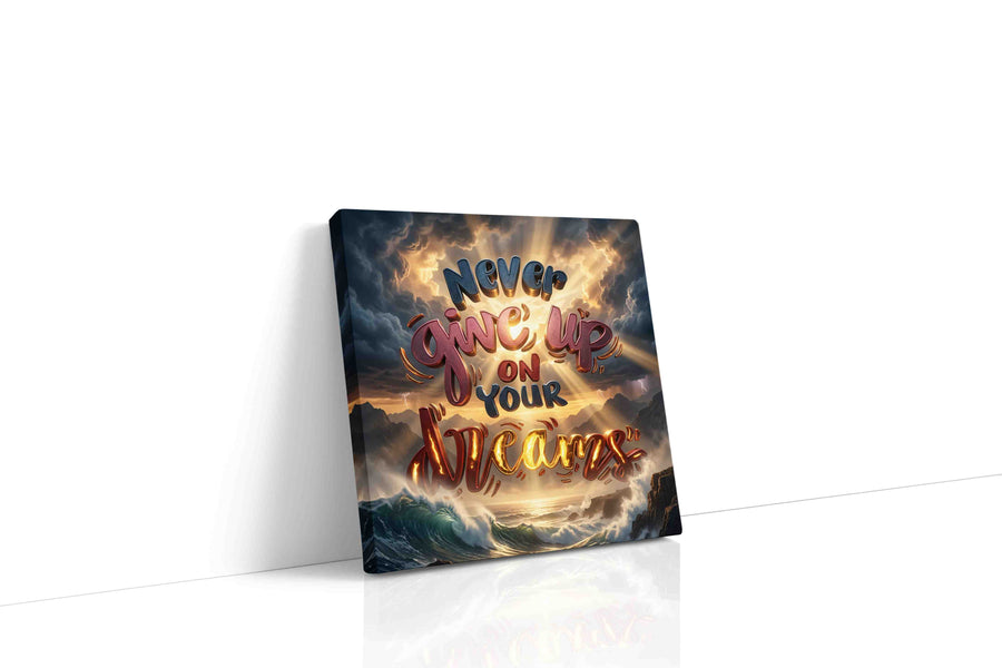 Dreams Amidst the Storm motivational canvas print gallery-wrapped square canvas studio shot