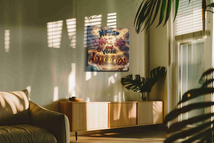 Dreams Amidst the Storm motivational canvas print, on wall, lifestyle preview