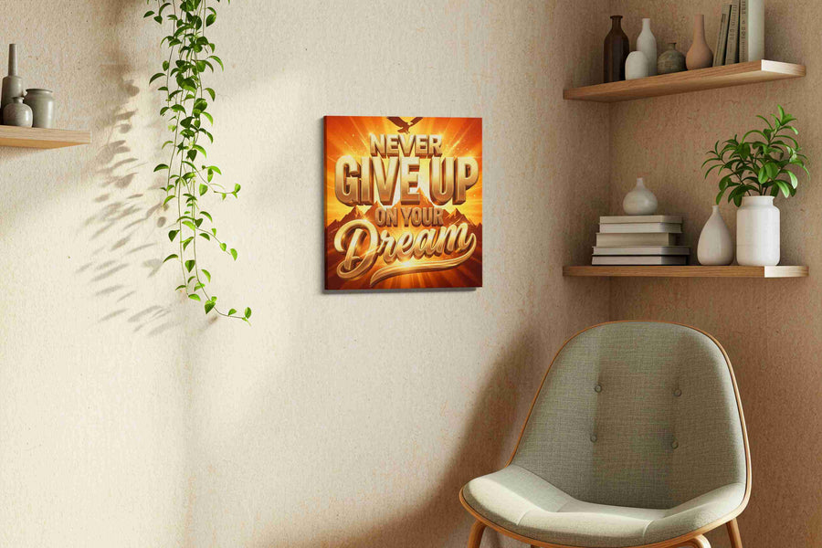 Dreams Take Flight motivational canvas print in a living room scene