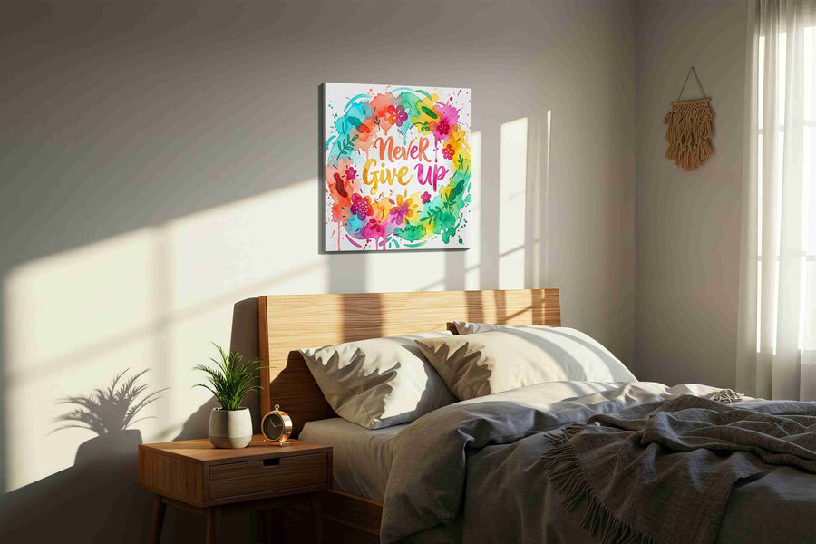 Everlasting Encouragement motivational canvas print, displayed in a bedroom