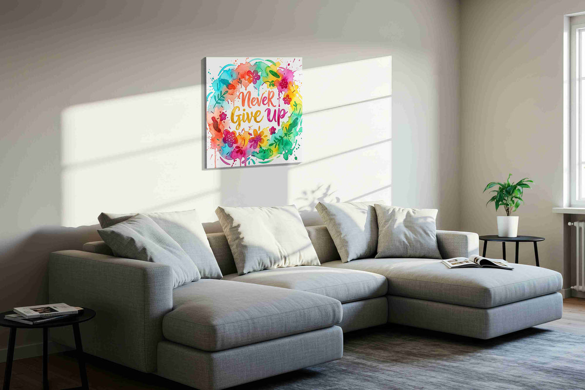 Everlasting Encouragement motivational canvas print, displayed in a living room