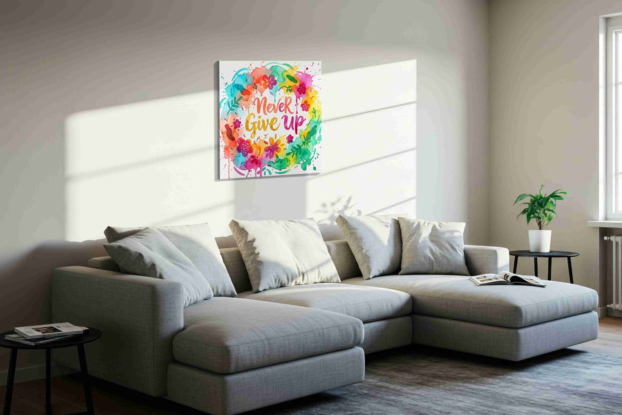 Everlasting Encouragement motivational canvas print, displayed in a living room