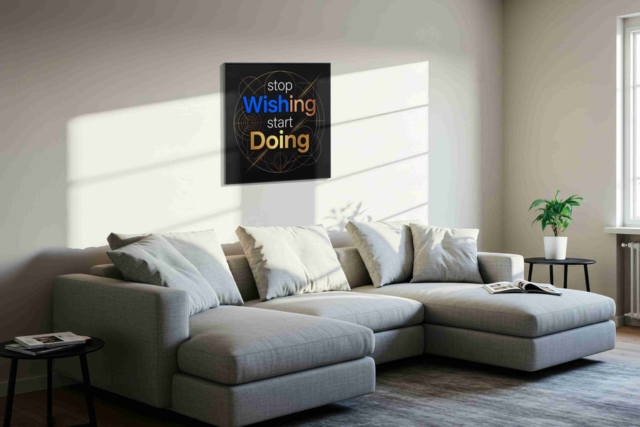 Momentum of Ambition motivational canvas print in a living room scene