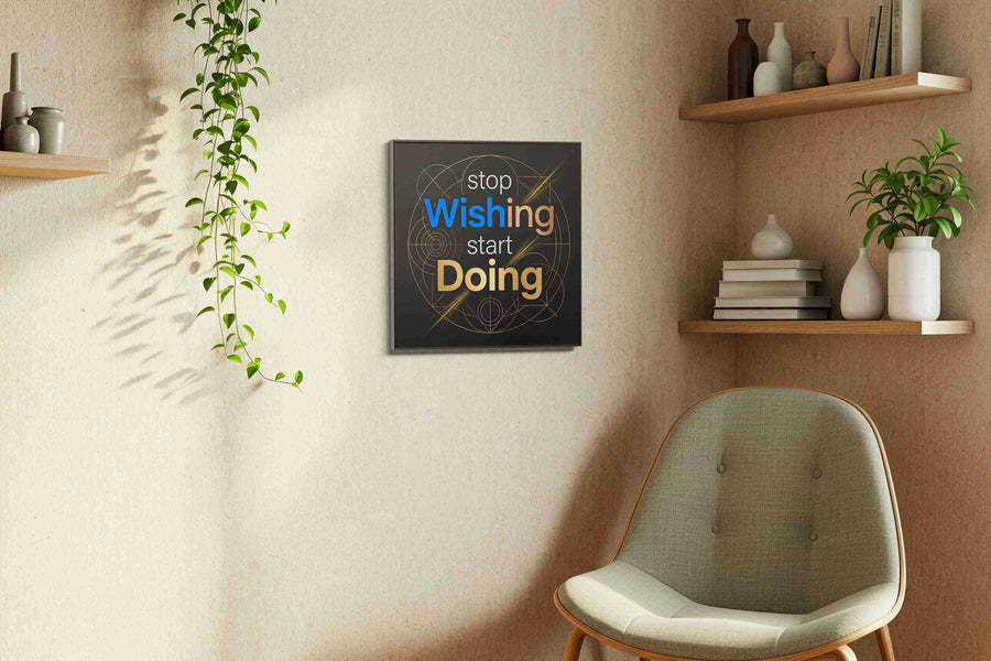 Momentum of Ambition motivational canvas print, displayed in a living room