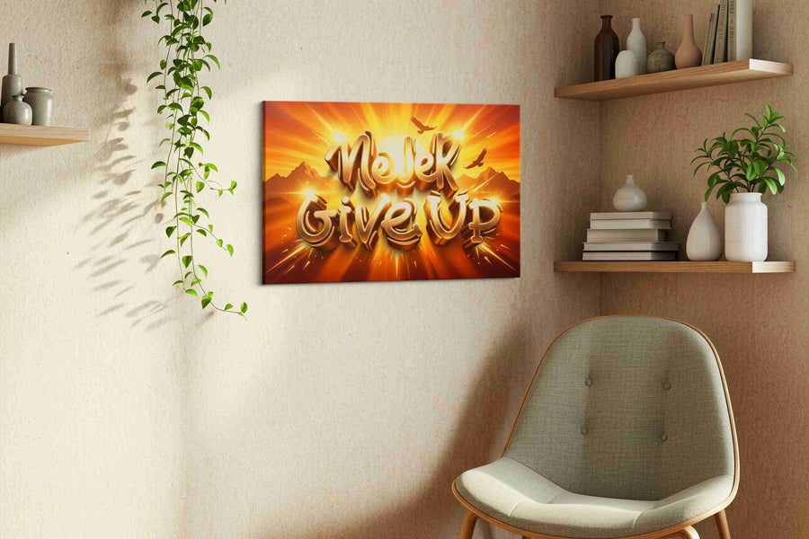 Radiant Resolve Sunrise motivational canvas print, displayed in a living room