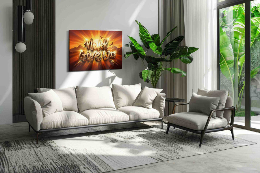 Radiant Resolve Sunrise motivational canvas print, on wall, lifestyle preview