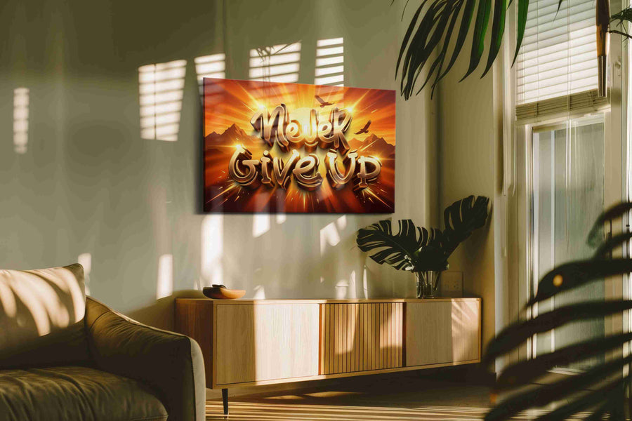 Radiant Resolve Sunrise motivational canvas print in a hung canvas mockup