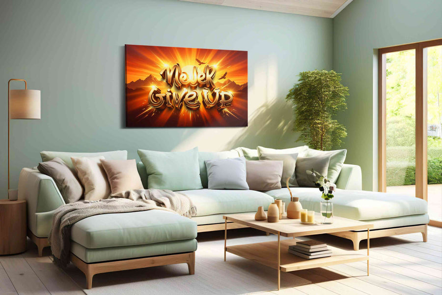 Radiant Resolve Sunrise motivational canvas print, hanging on wall
