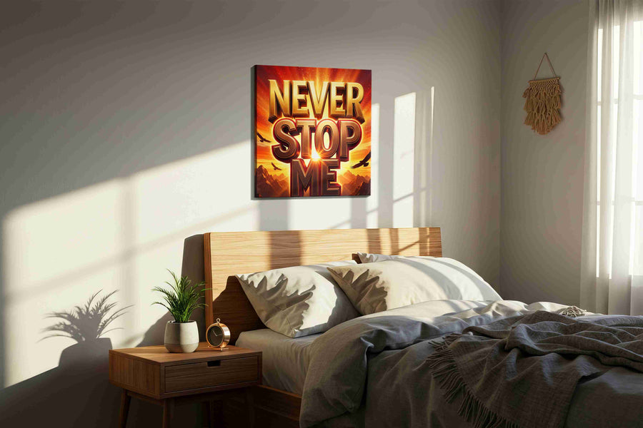 Rise of the Unyielding Spirit motivational canvas print, displayed in a bedroom