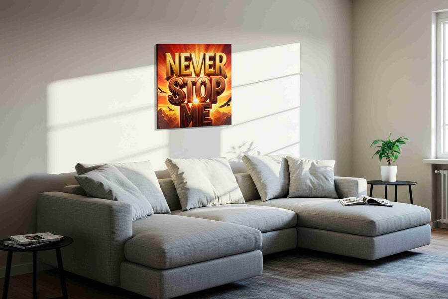 Rise of the Unyielding Spirit motivational canvas print, displayed in a living room