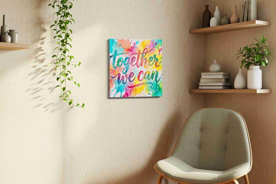Vibrant Unity motivational canvas print in a living room scene