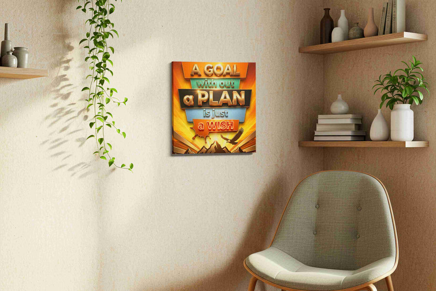 Wishes in the Sunrise motivational canvas print styled in a living room
