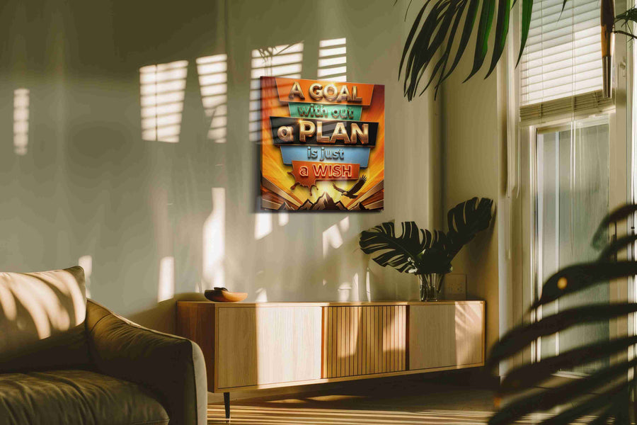 Wishes in the Sunrise motivational canvas print, on wall, lifestyle preview