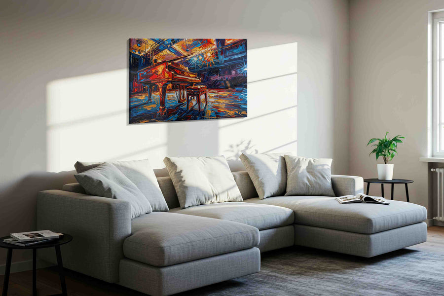 Harmonies of Light music canvas print in a living room scene