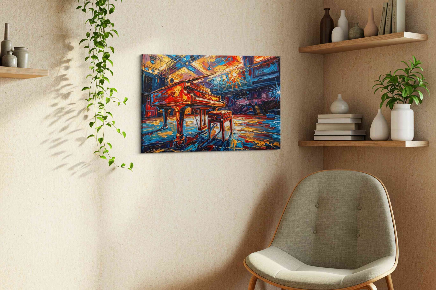 Harmonies of Light music canvas print, displayed in a living room