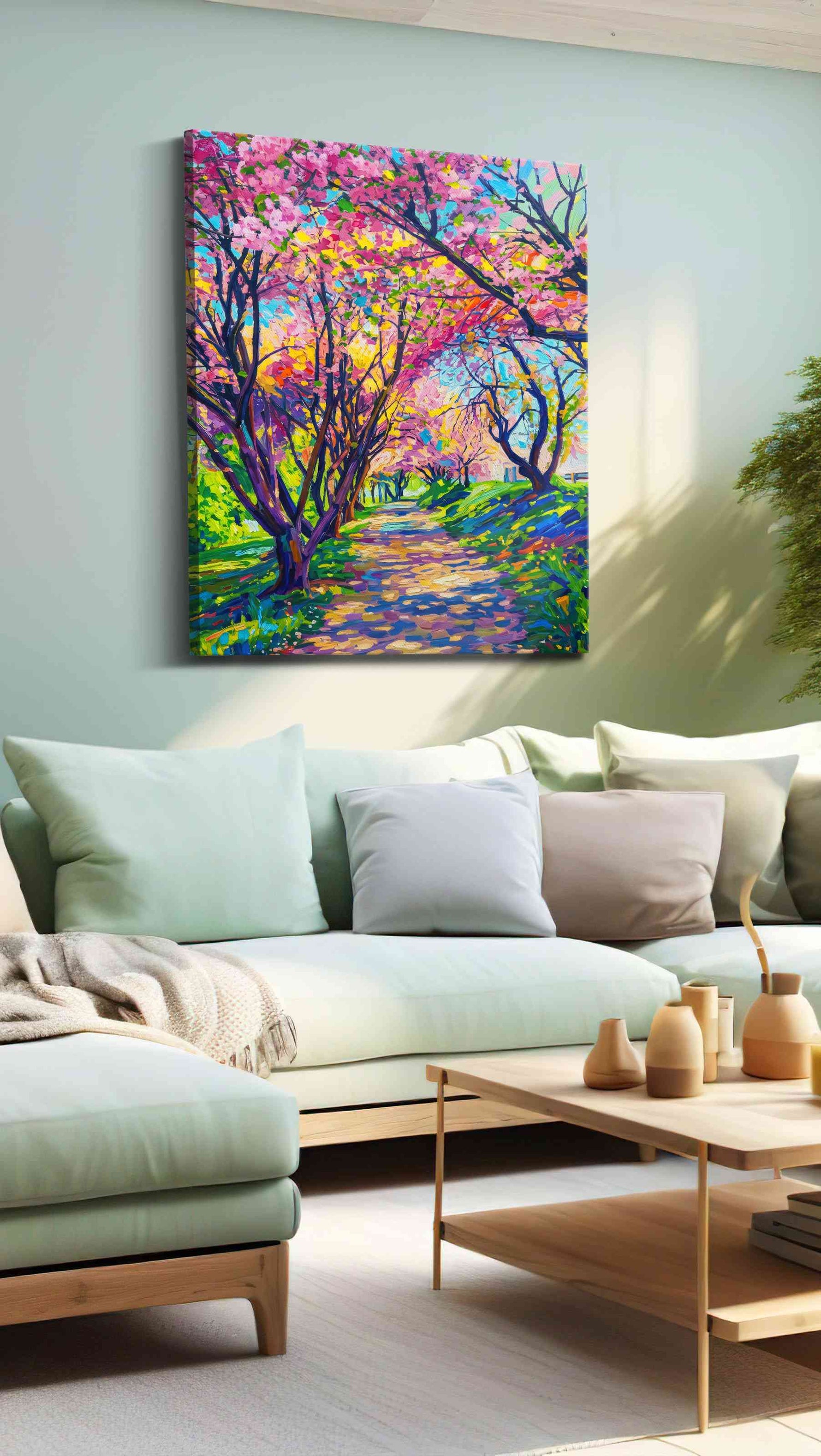 Blossoms of Joy nature canvas print, hanging on wall
