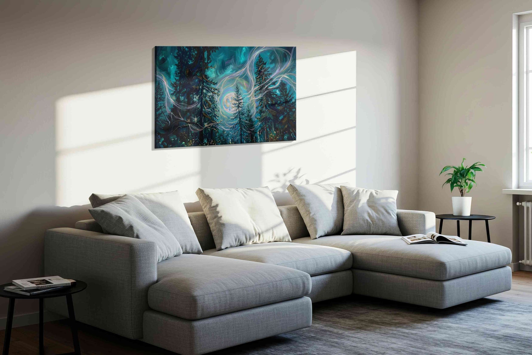 Enchanted Forest Glow fantasy canvas print, displayed in a living room