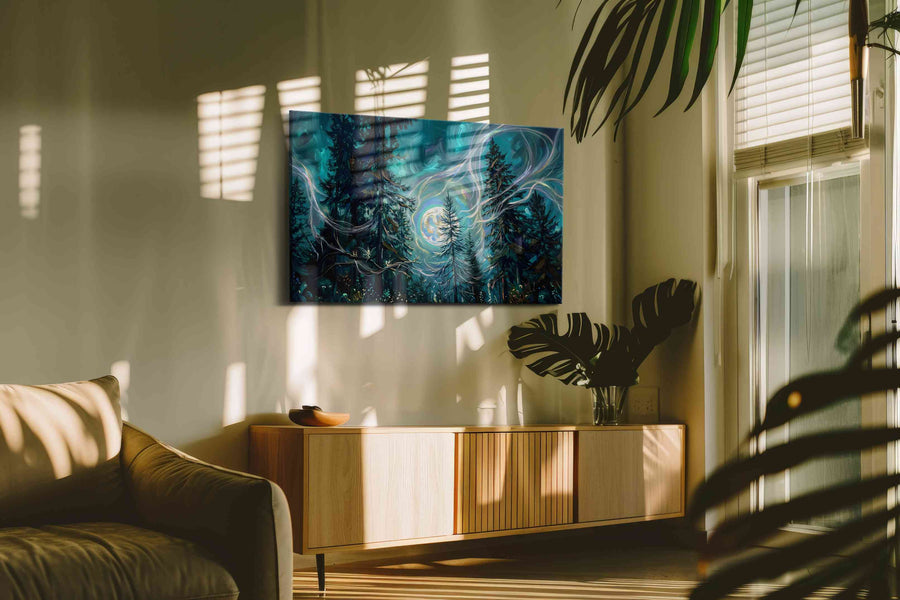 Enchanted Forest Glow fantasy canvas print, on wall, lifestyle preview