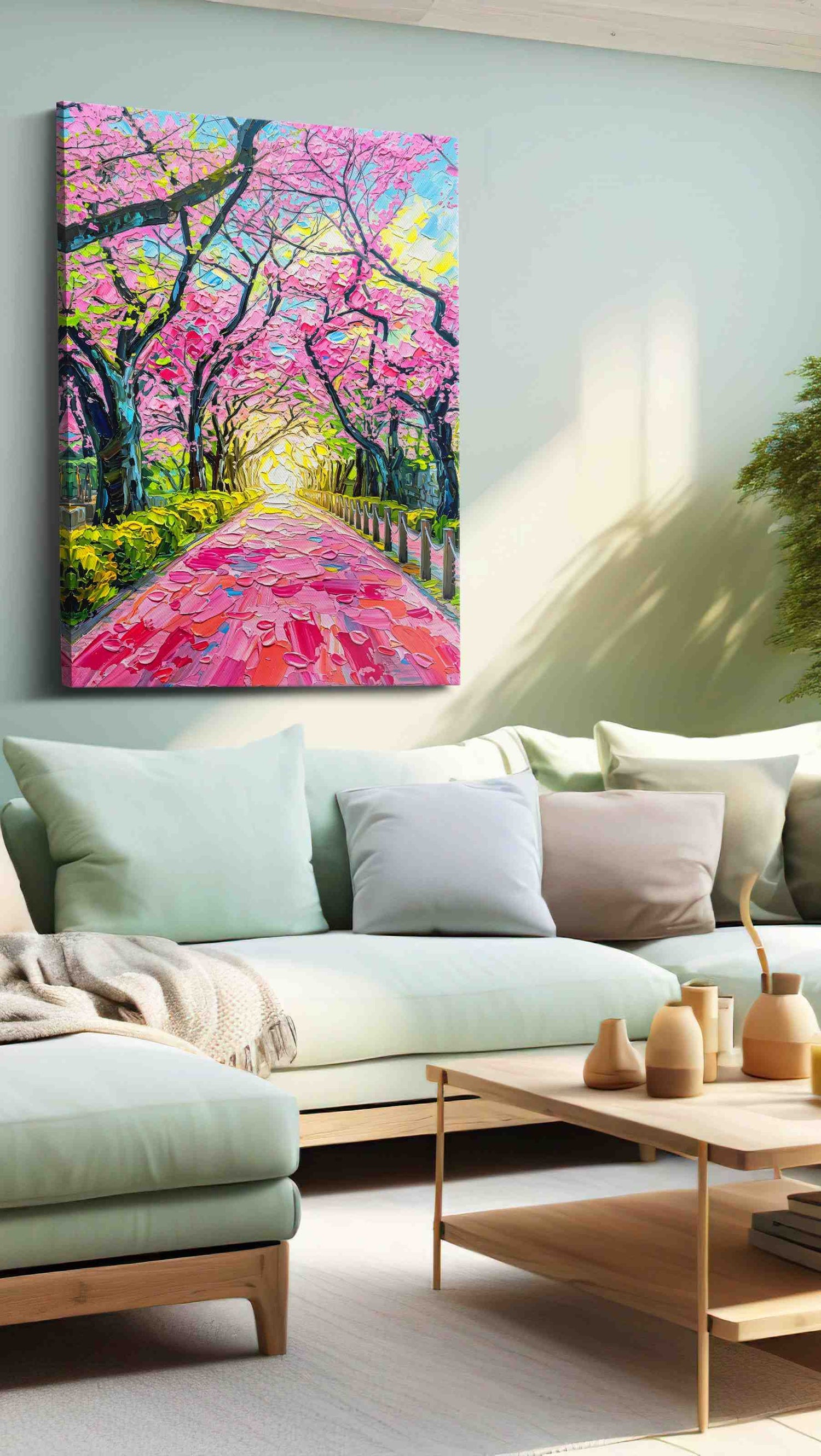 Pathway of Blooming Dreams - Spring, Spring Wall Art, Seasonal Canvas Print, Fresh Decor