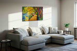 Pathway of Golden Dreams summer canvas print, displayed in a living room