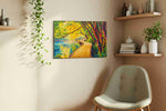 Pathway of Golden Dreams summer canvas print styled in a living room