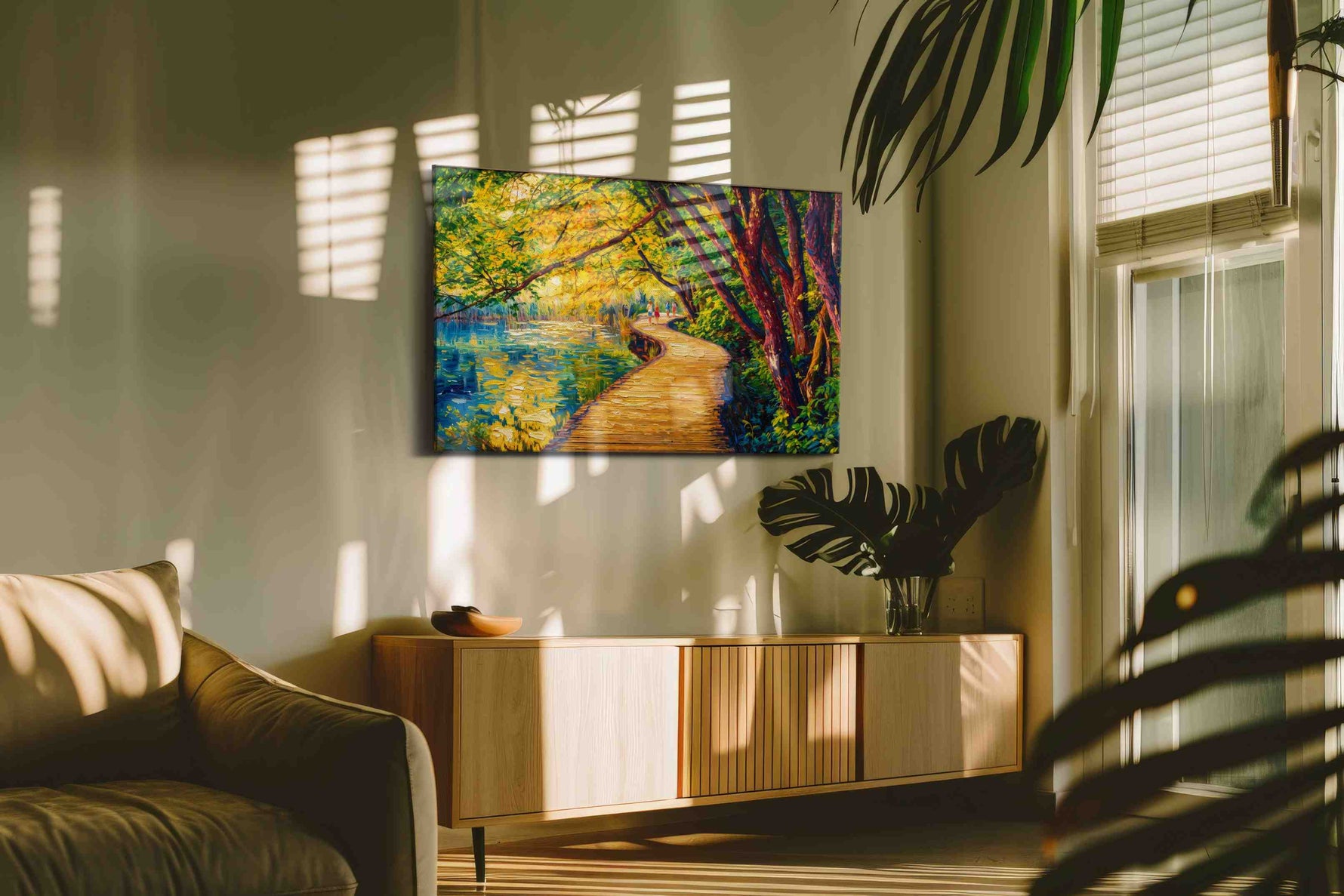 Pathway of Golden Dreams summer canvas print, on wall, lifestyle preview