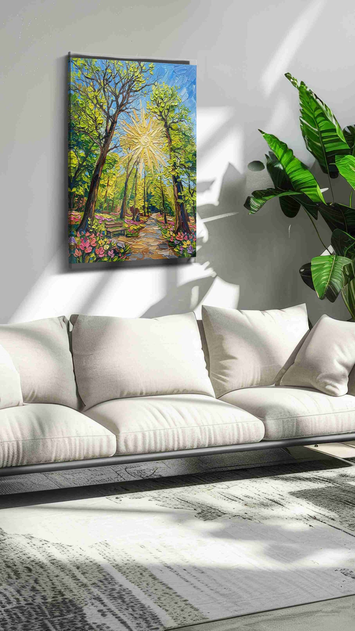 Sunlit Symphony in Bloom spring canvas print, on wall, lifestyle preview
