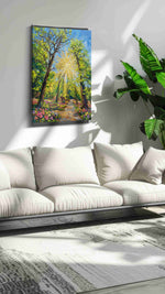 Sunlit Symphony in Bloom spring canvas print, on wall, lifestyle preview