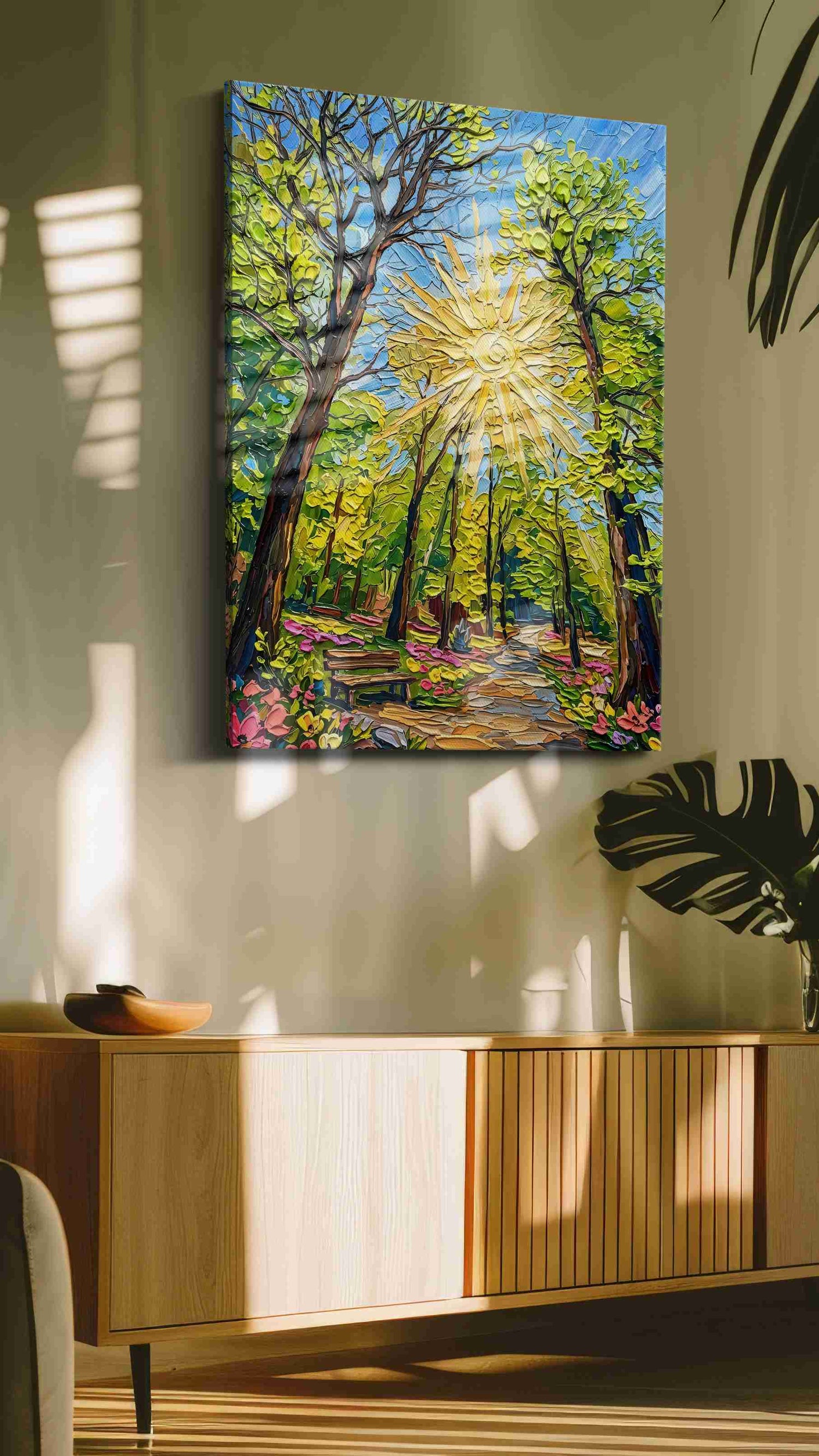 Sunlit Symphony in Bloom - Spring, Spring Wall Art, Seasonal Canvas Print, Fresh Decor