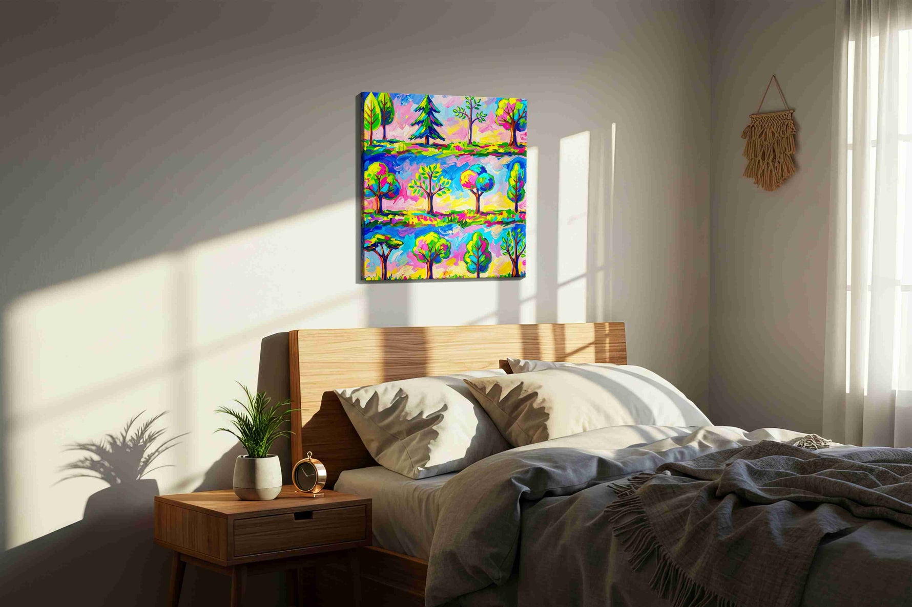 Symphony of Seasons spring canvas print, displayed in a bedroom