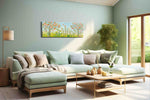Whimsical Garden Serenade spring canvas print, hanging on wall