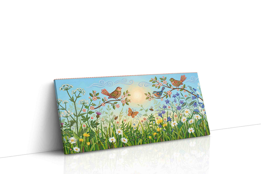 Whimsical Garden Symphony geometric canvas print, gallery-wrapped, ready to hang