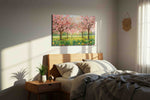 Whispers of Spring Symphony spring canvas print, displayed in a bedroom