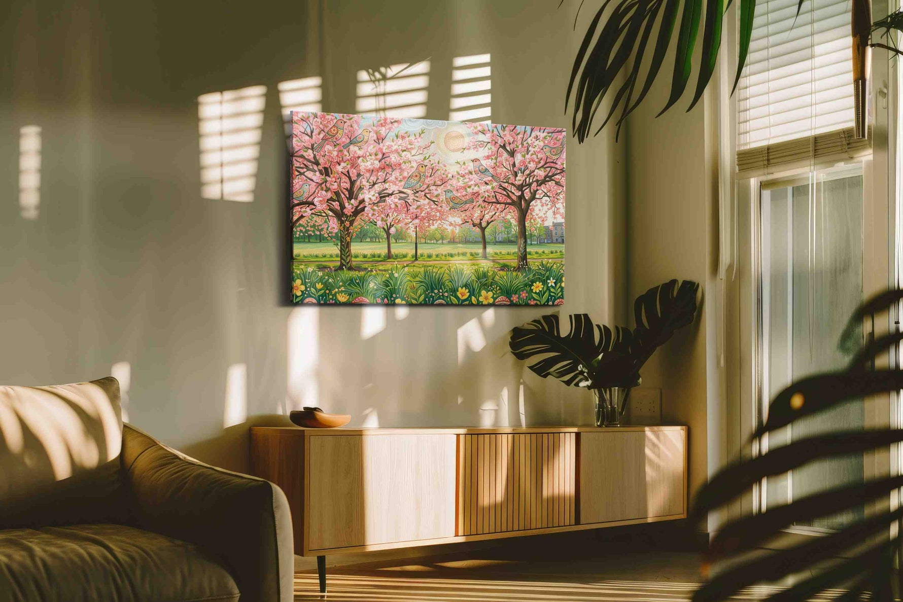 Whispers of Spring Symphony spring canvas print in a hung canvas mockup