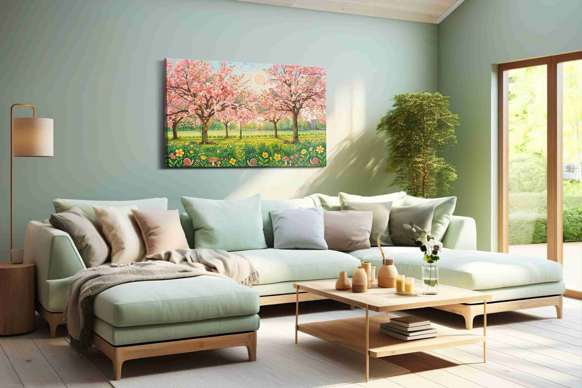 Whispers of Spring Symphony spring canvas print shown in a wall scene