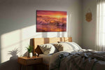 Ember Waves of Harmony beach canvas print, displayed in a bedroom