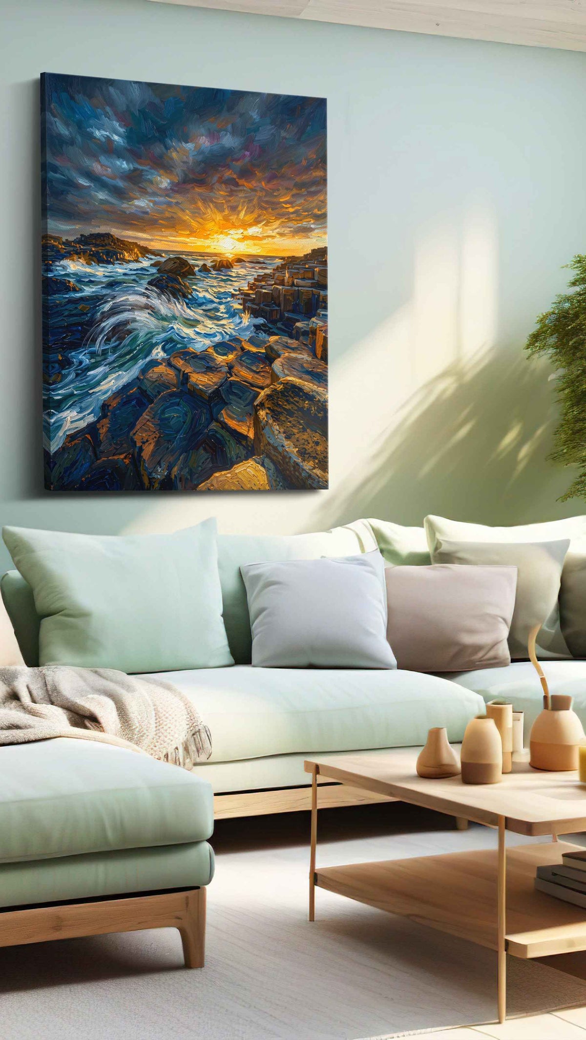 Eternal Dance of Waves and Stone ocean canvas print, hanging on wall