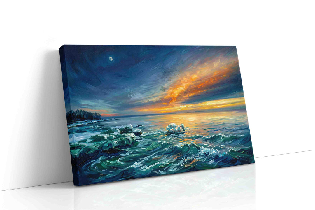 Eternal Sunset Symphony - Coastal Wall Art, Ocean Canvas Print, Beach House Decor