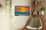 Eternal Waves of Sunrise ocean canvas print, displayed in a living room
