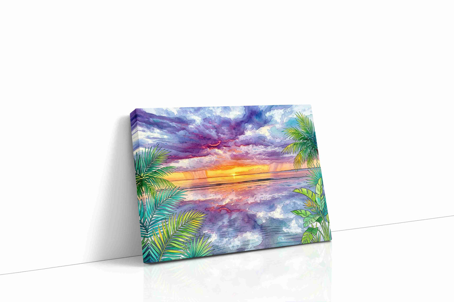 Sunset Symphony Over the Sea beach canvas print, gallery-wrapped, ready to hang