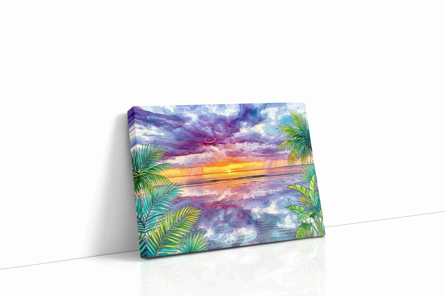 Sunset Symphony Over the Sea beach canvas print, gallery-wrapped, ready to hang