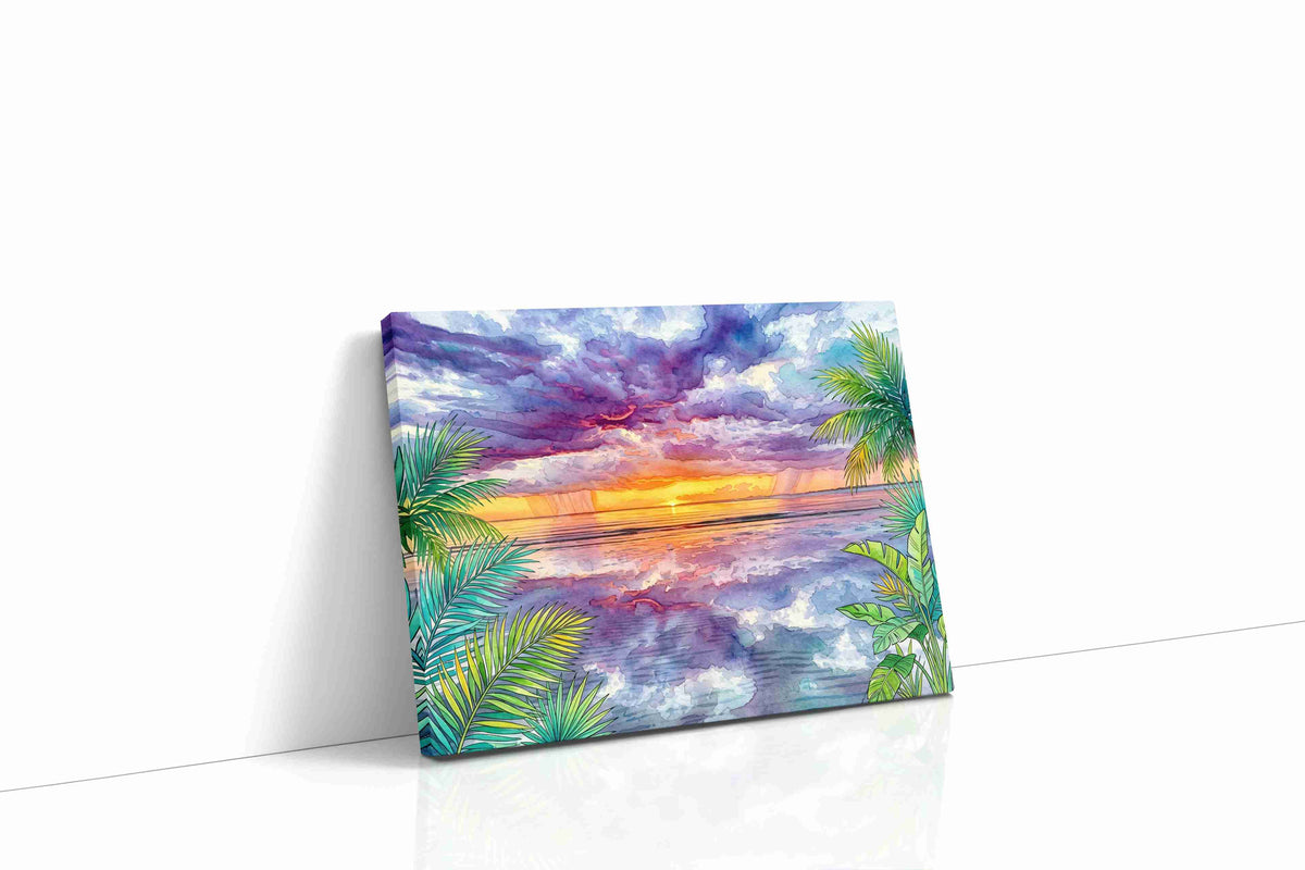 Sunset Symphony Over the Sea beach canvas print gallery-wrapped landscape canvas studio shot