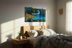 Surf's Edge Dreamscape ocean canvas print, displayed in a bedroom
