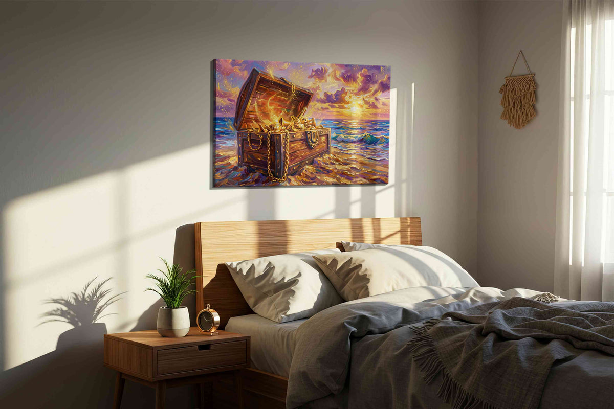 Treasure of the Endless Horizon fortune canvas print, displayed in a bedroom