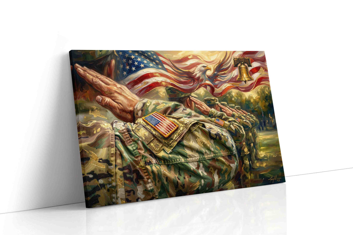 Eagle's Valor patriotic canvas print, gallery-wrapped, ready to hang
